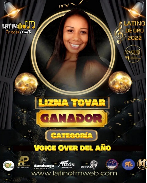 Lizna Tovar ganadora en la categoría Voice Over  del año 2022 en Islas Canarias Tenerife