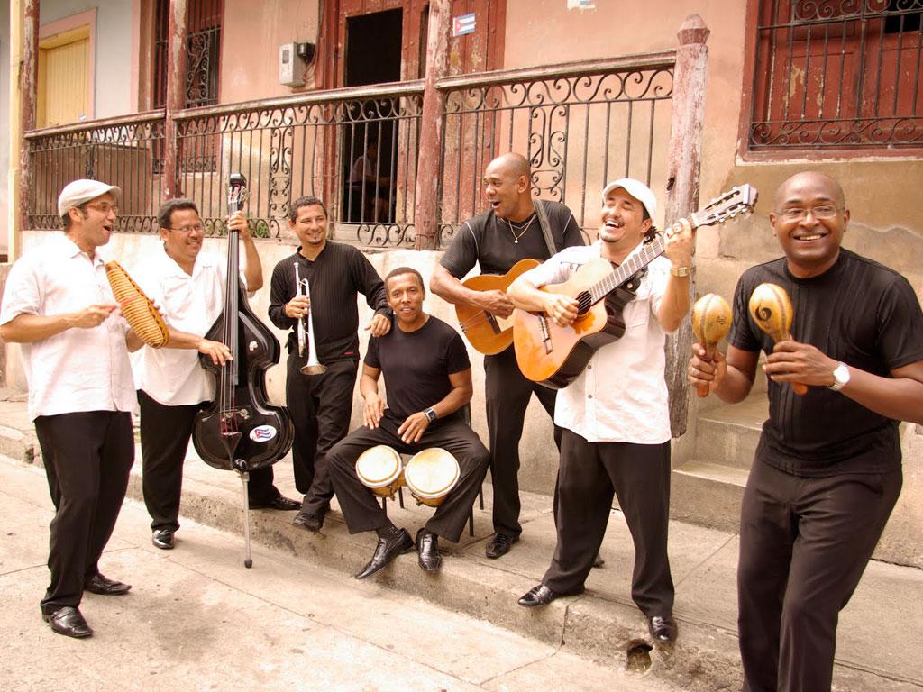 Orchestra Latin music playing in the roads