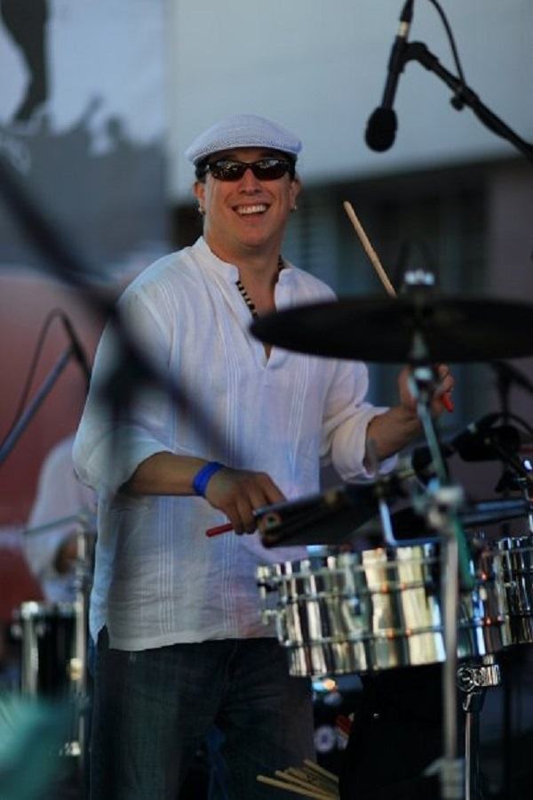 Patricio playing the timbales
