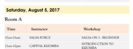 Ottawa Salsa Convention - Schedule part 1