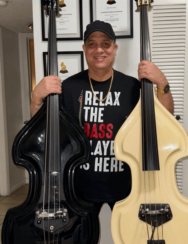 Cristobal with his basses