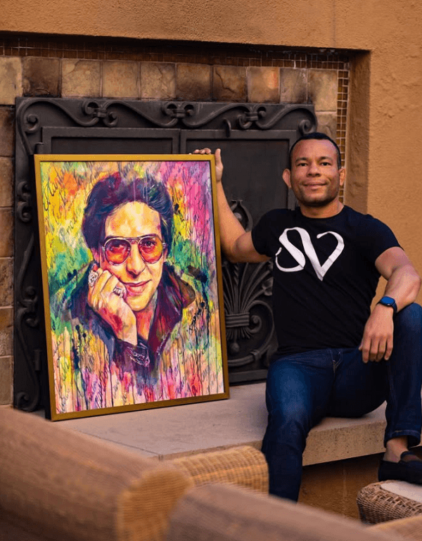 Takeshi with a painting