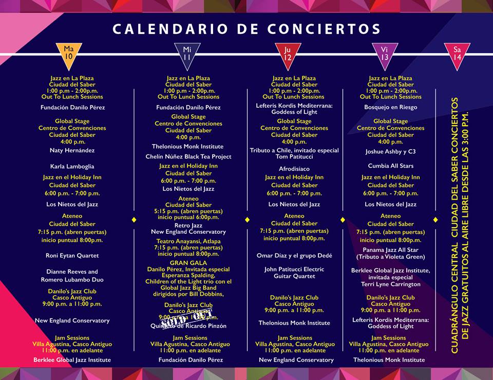 Panama Jazz Festival 2017 - Schedule