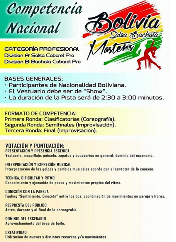 Schedule - Bolivia Salsa & Bachata Masters Flyers
