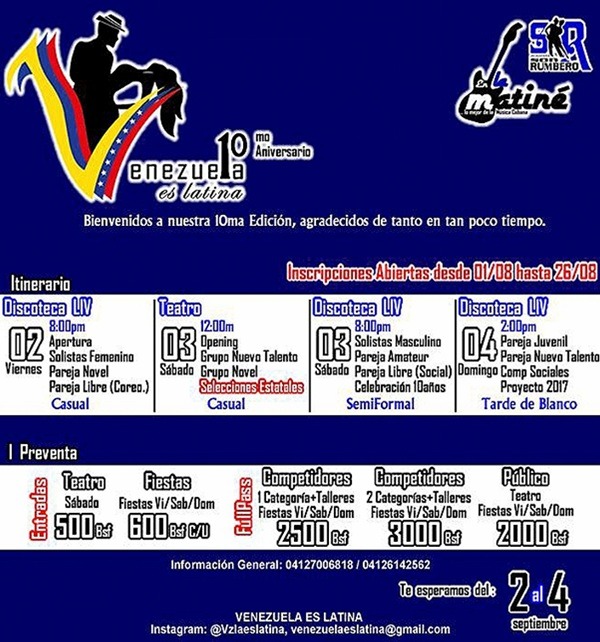 10th National Salsa Dance Festival: "Venezuela es Latina" - Registration